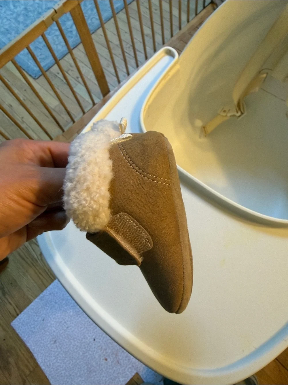Cozy Tan Baby Walker Shoes with Plush Lining and Hook-and-Loop Strap